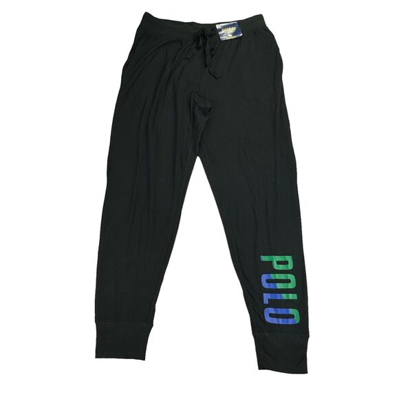 Polo Ralph Lauren Mens Logo Drawstring Sleep Jogger Pajama Pants Black L - Picture 1 of 4